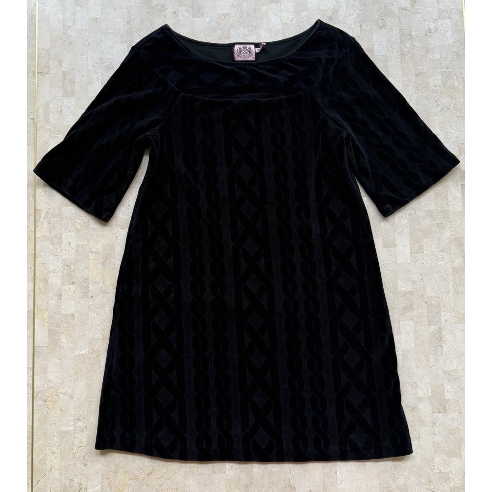 Vintage Juicy‎ Couture Womens Black Velvet Mini Dress Size M Academia Monochrome
